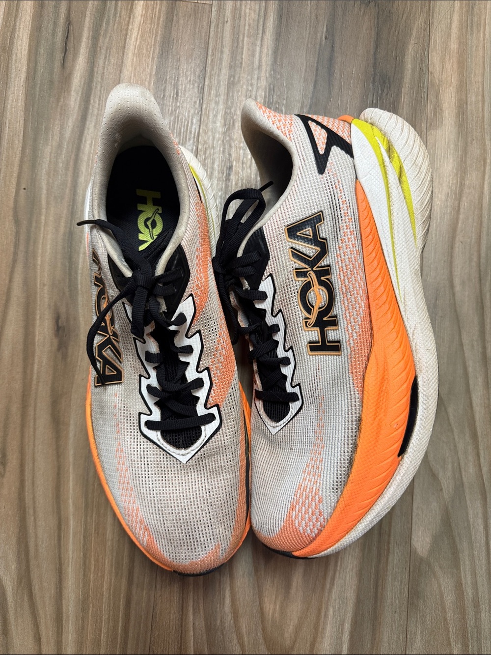 HOKA Mach 5 Running Shoes Orange White Men 10